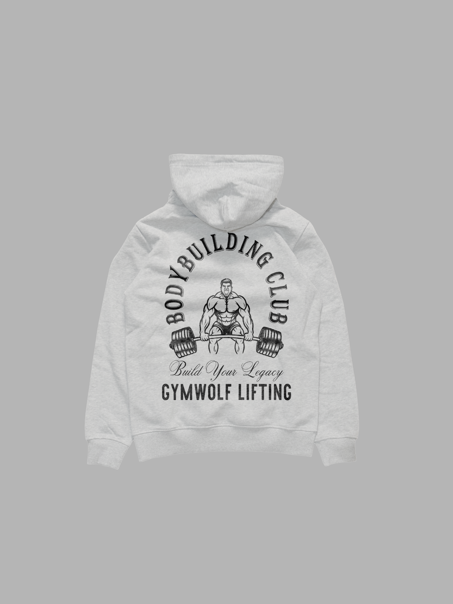 504 - BODYBUILDING CLUB SLIM FIT HOODIE LIGHT GRAY
